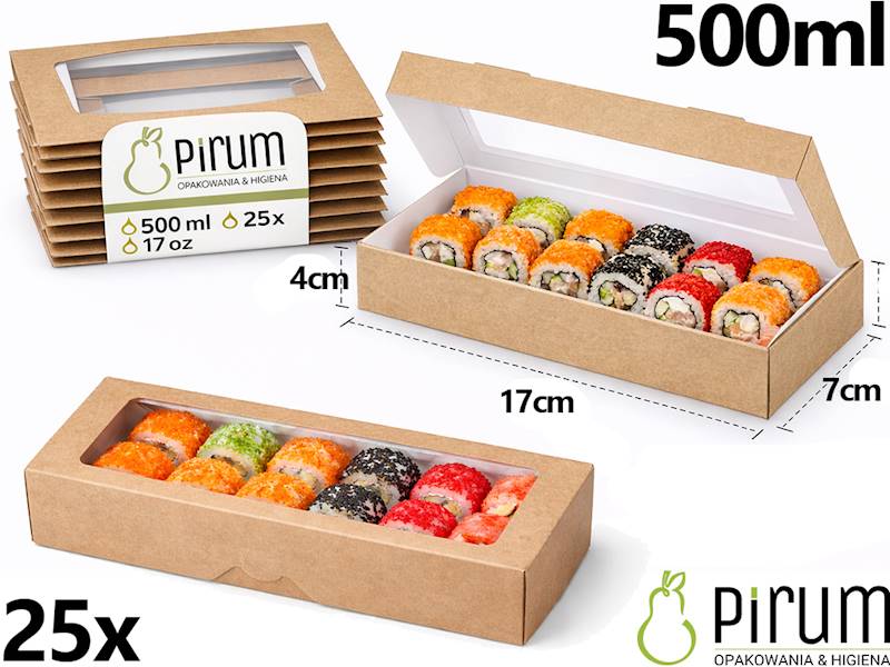 Pudełko 500ml 7x17x4 OKNO 25sz Papstar 45943