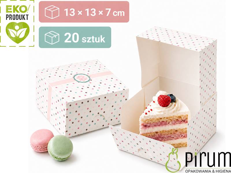 Pudełko PAP 130x130x70 KROPKI Ciasto 20szt 42655