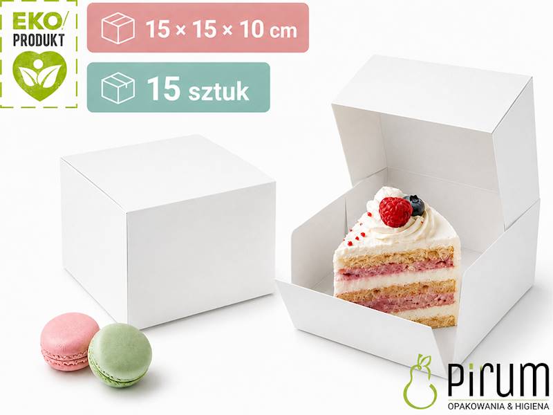 Pudełko PAP 150x150x100 BIAŁE Ciasto 15szt 43909