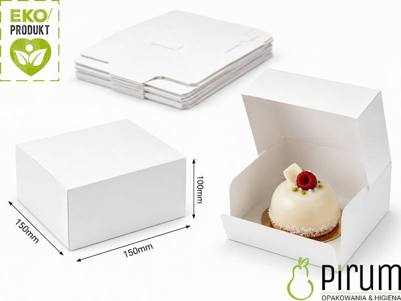 Pudełko PAP 150x150x100 BIAŁE Ciasto 15szt 43909