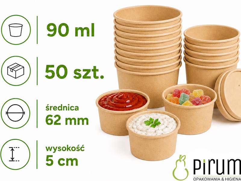 Pojemnik 90ml 3oz PAP SOS KRAFT 62mm 68322 50x 