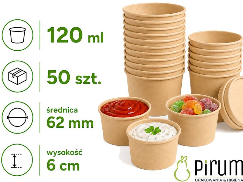 Pojemnik 120ml 4oz PAP SOS KRAFT 62mm 68323 50x 