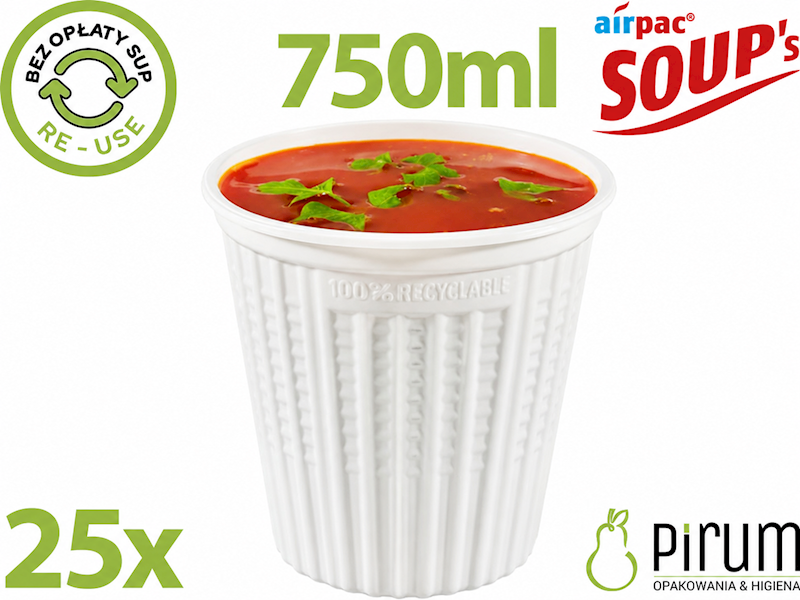 Pojemnik 750ml PP Airpac® SOUP’s 115mm REUSE 25szt