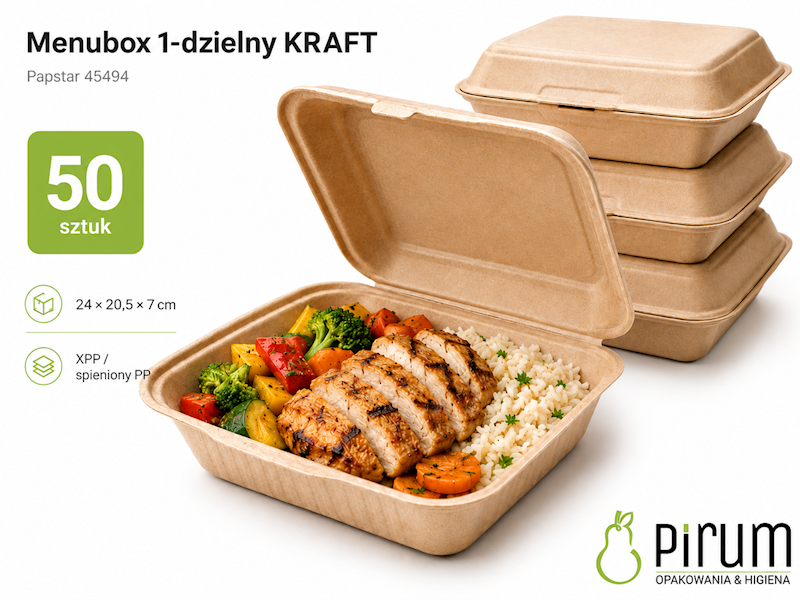 $ Menubox 1-dzielny EPP KRAFT 50szt Papstar 45494 