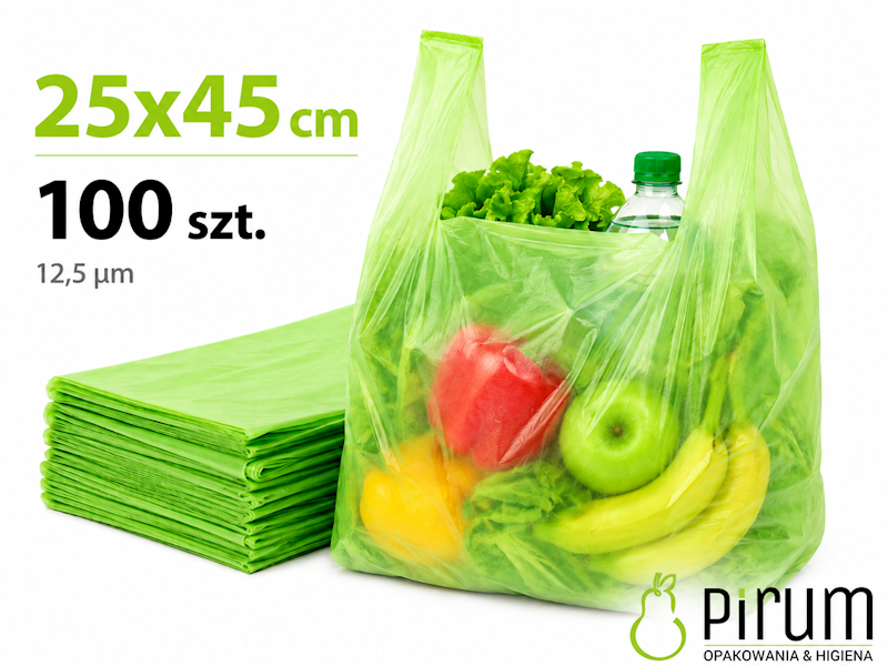 Reklamówka 25x45cm HD ZIELONA 12,5µm 100szt.