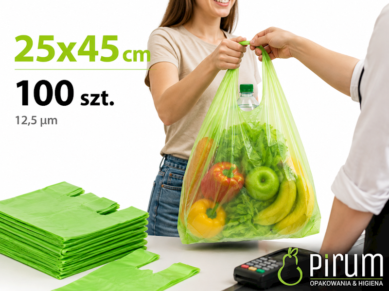 Reklamówka 25x45cm HD ZIELONA 12,5µm 100szt.