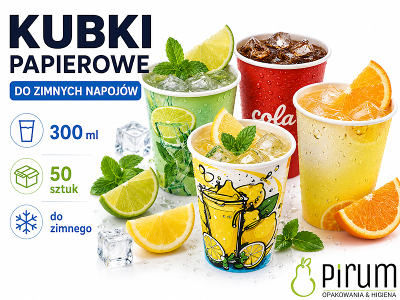 $ Kubek 300ml PAP 90mm FRESH MIX do Zimnego 50szt