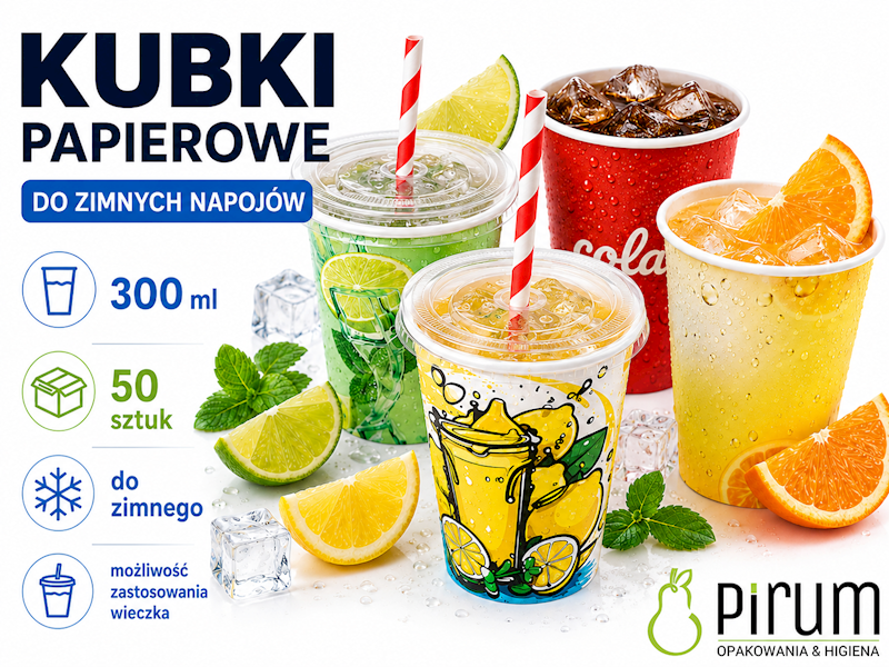 $ Kubek 300ml PAP 90mm FRESH MIX do Zimnego 50szt