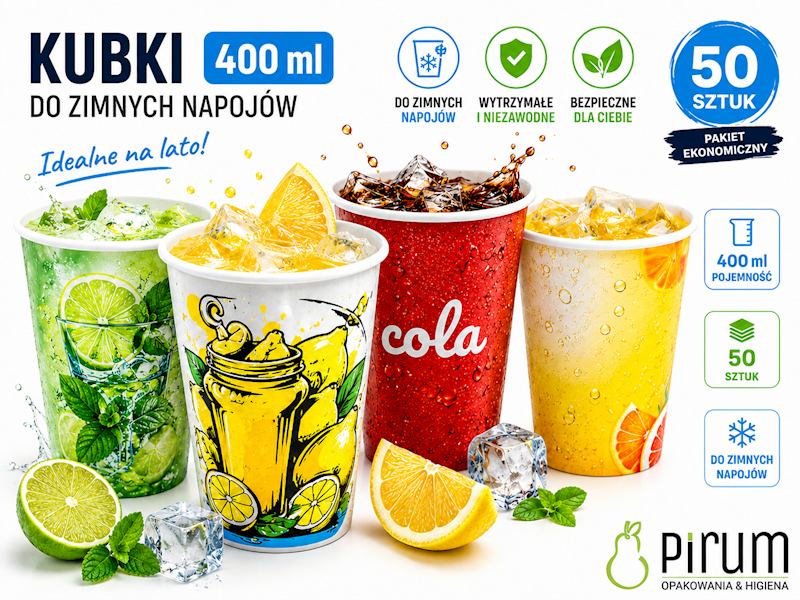 $ Kubek 400ml PAP 90mm MIX 60311 do Zimnego 50szt