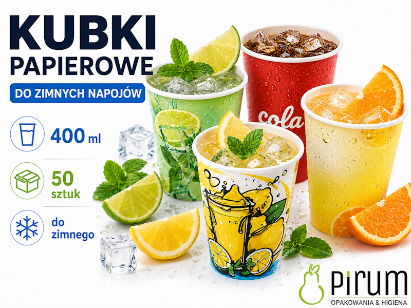 $ Kubek 400ml PAP 90mm MIX 60311 do Zimnego 50szt