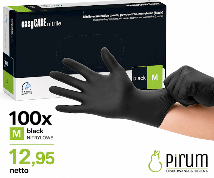 Zarys Rękawice M BLACK Nitrylowe EasyCare 100szt