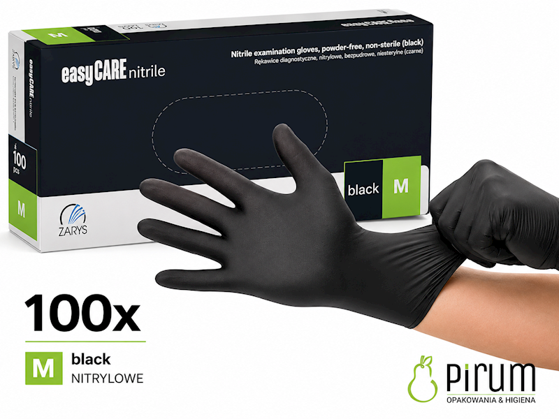 Zarys Rękawice M BLACK Nitrylowe EasyCare 100szt