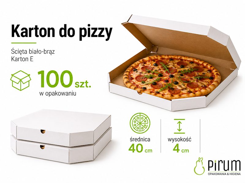 Pizza 40cm/4cm ŚCIĘTA BIAŁO-BRĄZ Karton E 100szt
