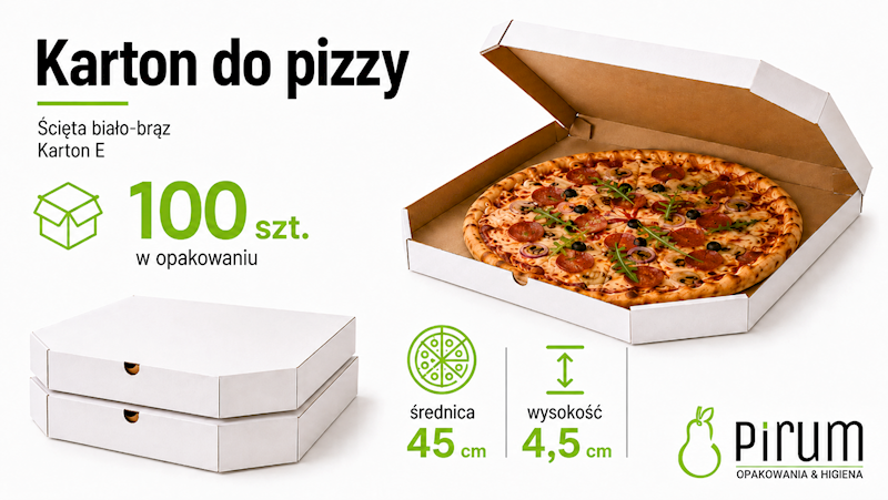 Pizza 45cm/4,5cm ŚCIĘTA BIAŁO-BRĄZ Karton E 100szt