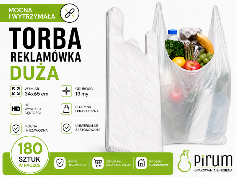 Torba 34x65HD Reklamówka Duża 13my 180szt. 
