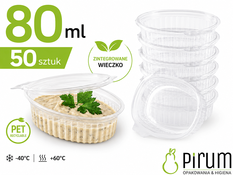 $ Pojemnik 80ml PET Owal z Wieczko ELI76/80c 50x