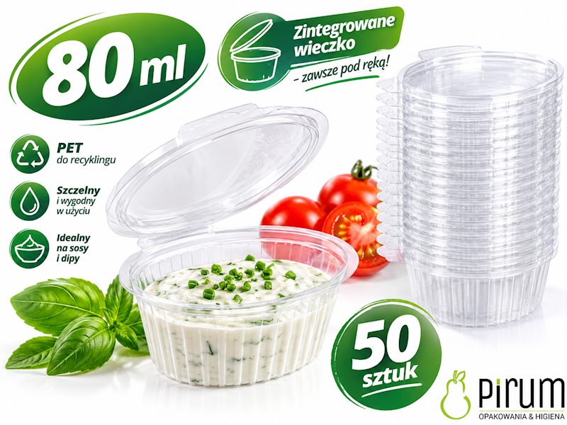 $ Pojemnik 80ml PET Owal z Wieczko ELI76/80c 50x