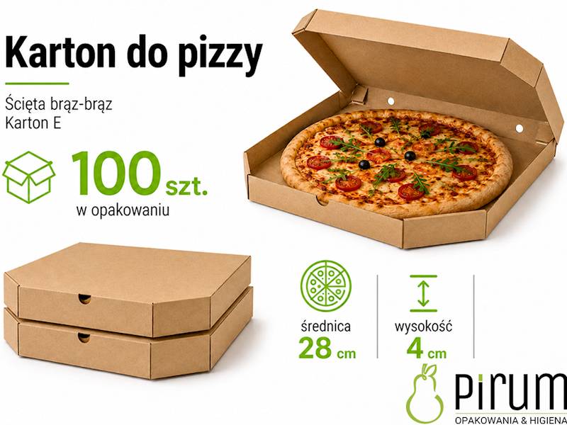 Pizza 28cm/4cm ŚCIĘTA 2x BRĄZ Karton E 100szt