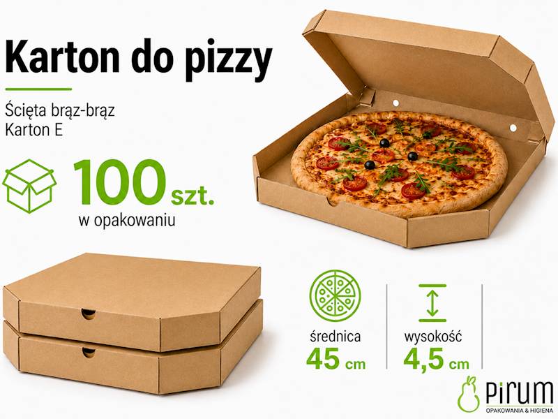 Pizza 45cm/4,5cm ŚCIĘTA 2x BRĄZ Karton E 100szt