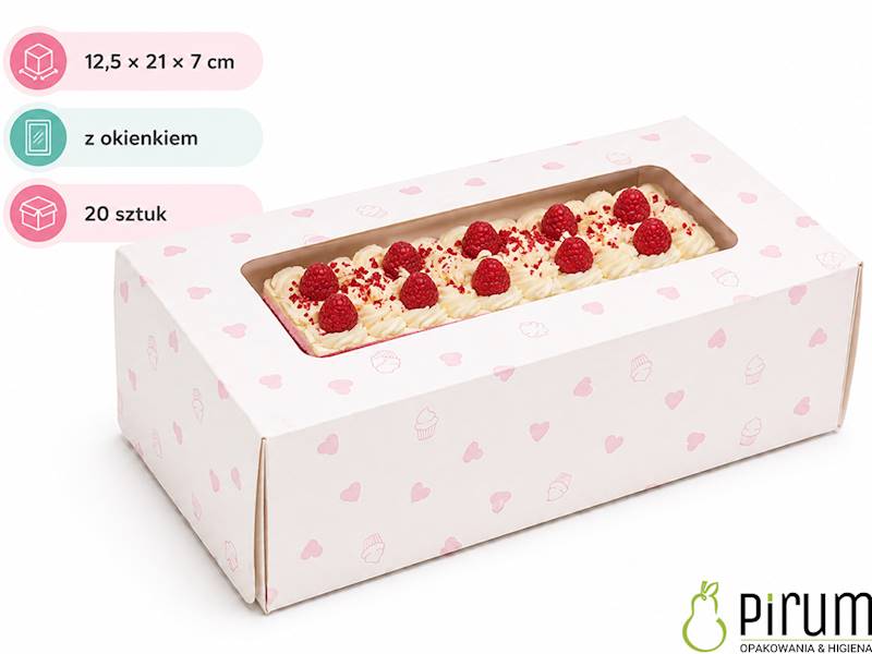 Pudełko PAP 125x210x70 SERCE Ciasto OKNO 20szt