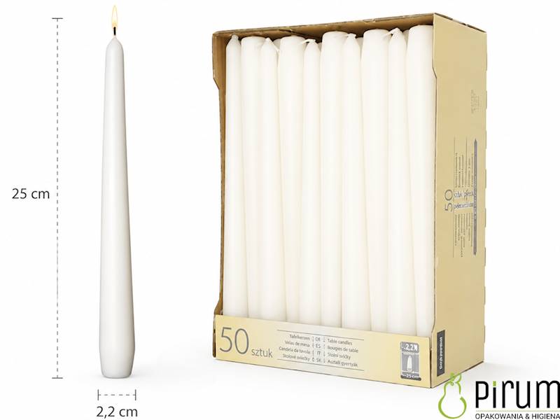 Świeca Biała Stożek 25cm Papstar 17966 50szt.  