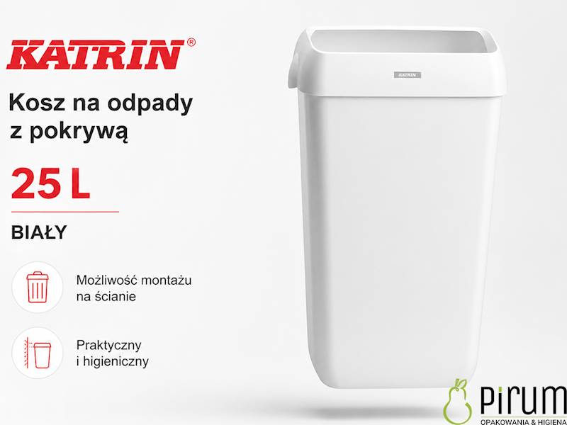 Katrin 25L Kosz na odpady z pokrywą BIAŁY 91899
