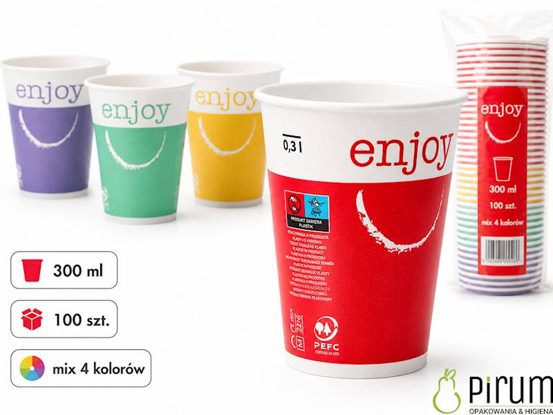$ Kubek 300ml PAP/PE 90mm ENJOY na Zimne 100szt