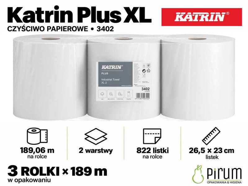 Katrin Plus 3402 Czyściwo 2w Białe XL 822 3szt 