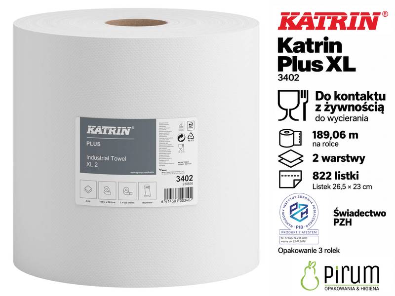 Katrin Plus 3402 Czyściwo 2w Białe XL 822 3szt 