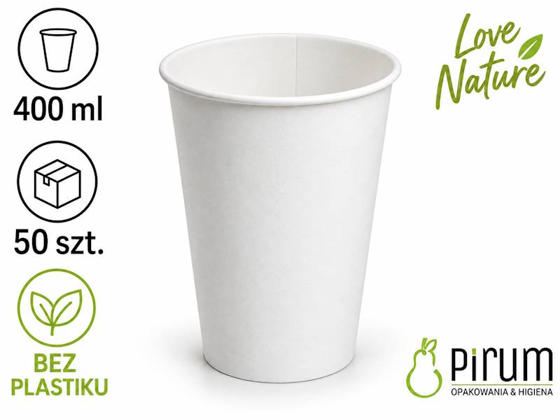 Kubek 400ml PAP BIAŁY 90mm LN 88266 50szt