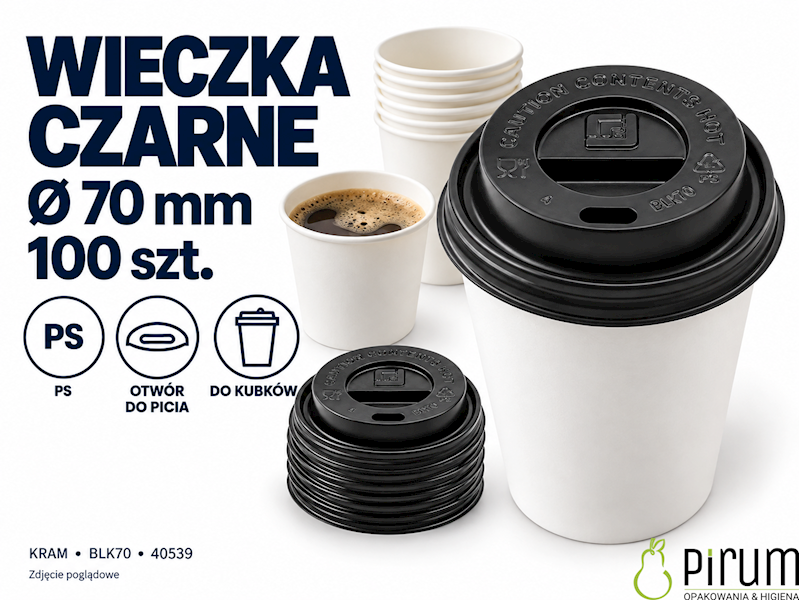 Wieczko 70mm CZARNE BLK 70 40539 Kram 100szt