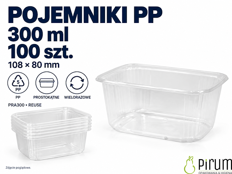 Pojemnik 300ml PP 108x80mm PRA300 REUSE 100szt