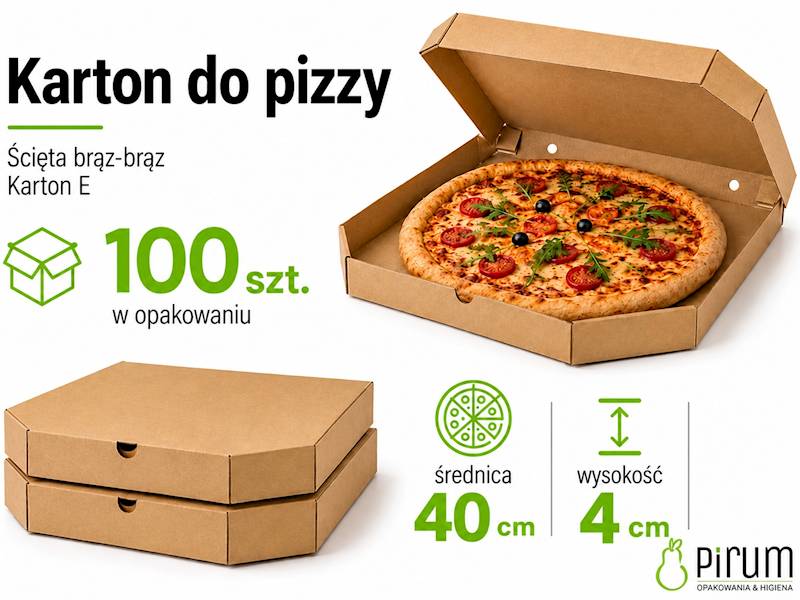 Pizza 40cm/4cm ŚCIĘTA 2x BRĄZ Karton E 100szt