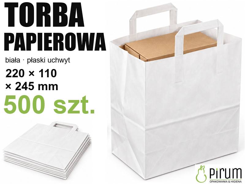 Torba 220x110x245 BIAŁA Ucho Płaskie 500szt