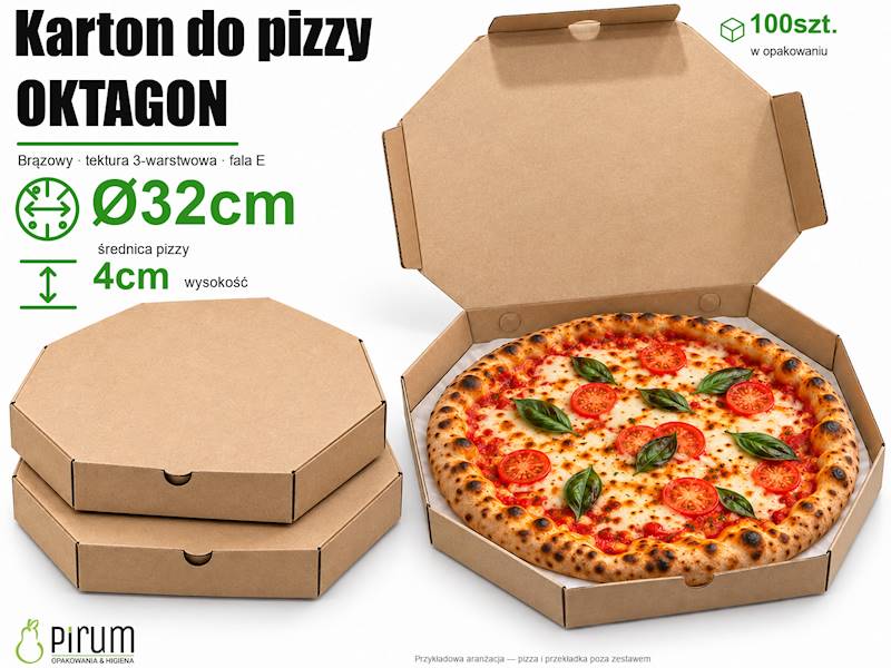 Karton do pizzy OKTAGON 32/4cm BRĄZ E 100szt