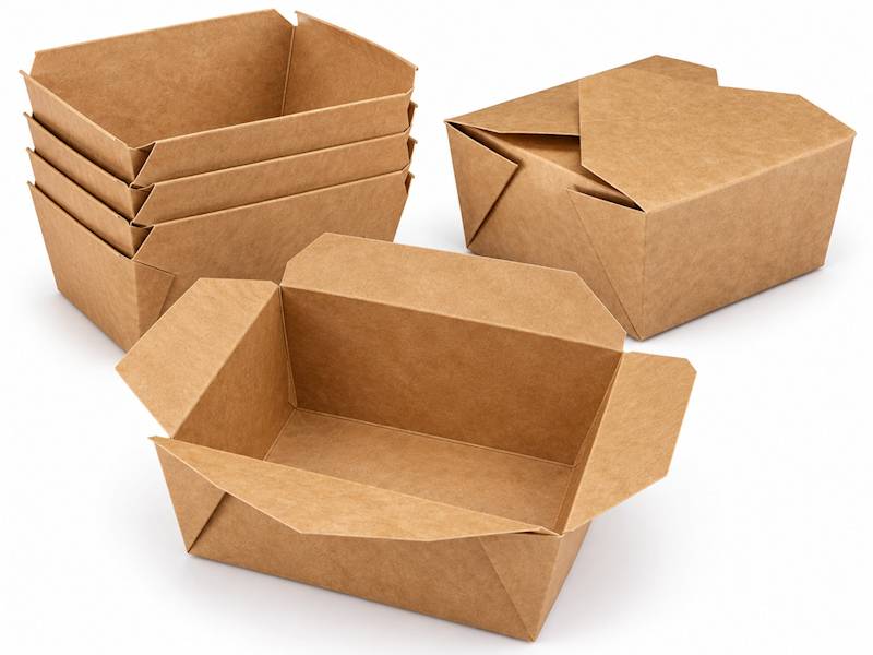 Wnętrze Lunch Box KRAM 600 ml z papieru kraft i składane klapy zamknięcia