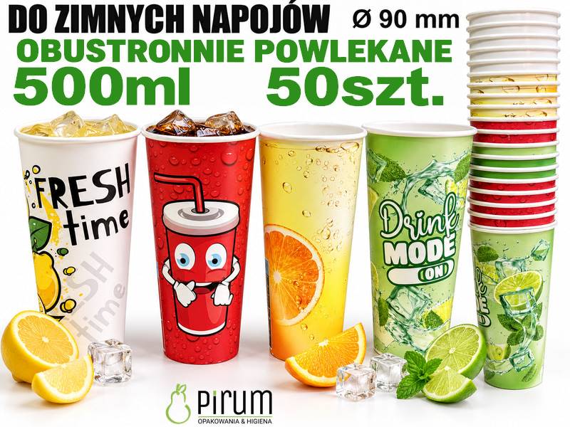 Kubek 500ml PAP 90mm FRESH MIX do Zimnego 50szt