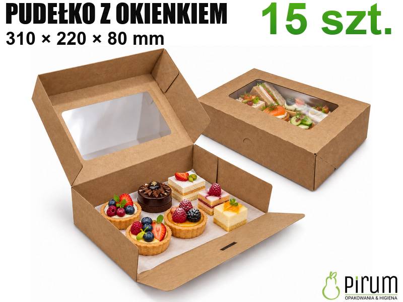 Pudełko KRAFT OKIENKO 310x220x80 64082 15szt