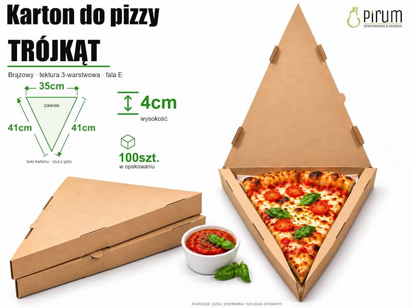 Karton do pizzy TRÓJKĄT boki35/41/41cm h4cm 100szt