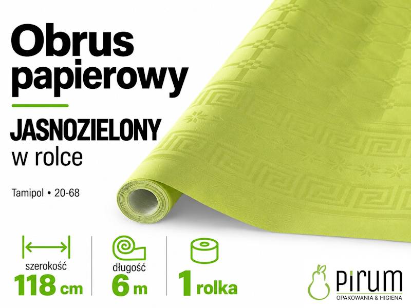 Obrus JASNOZIELONY 1,18x6m Papierowy w Rolce Tamipol 20-68