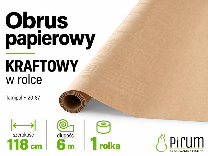 Obrus KRAFTOWY 1,18x6m Papierowy w Rolce Tamipol 20-87