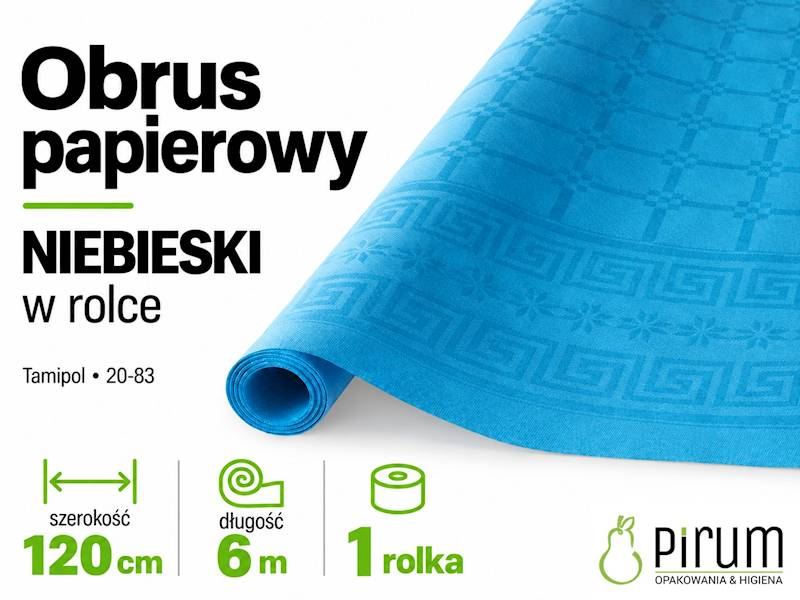 Obrus NIEBIESKI 1,20x6m Papierowy w Rolce Tamipol 20-83