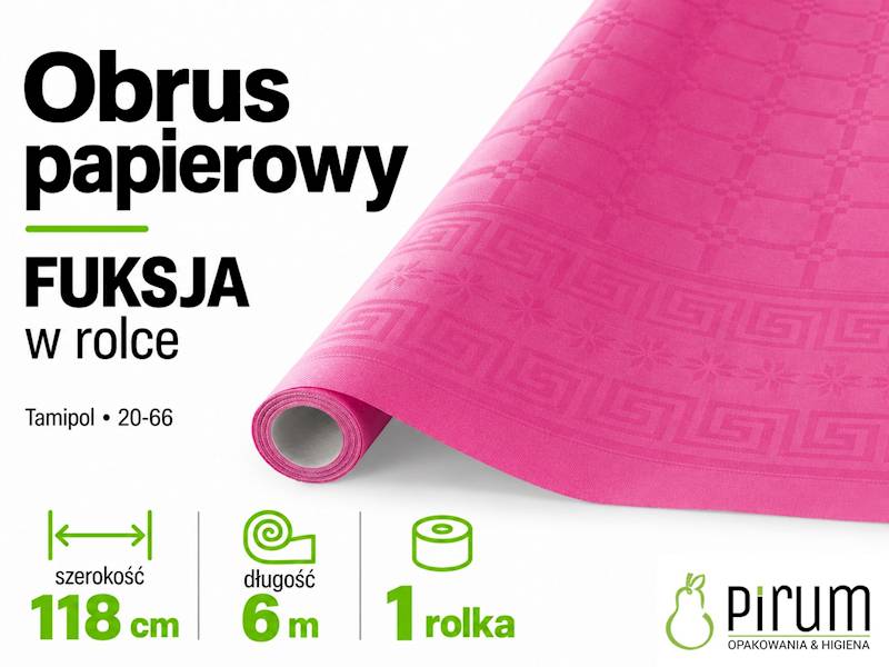 Obrus FUKSJA 1,18x6m Papierowy w Rolce Tamipol 20-66