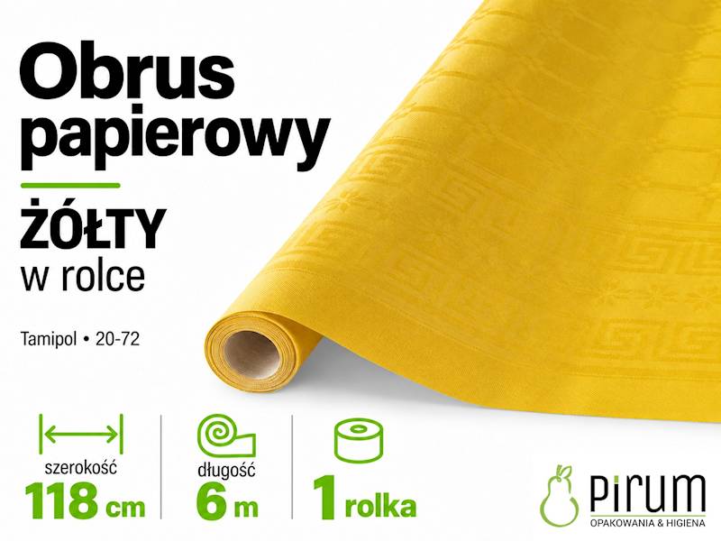 Obrus ŻÓŁTY 1,18x6m Papierowy w Rolce Tamipol 20-72