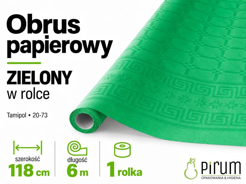 Obrus ZIELONY 1,18x6m Papierowy w Rolce Tamipol 20-73