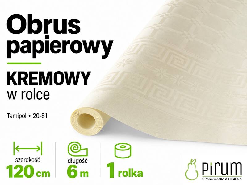 Obrus KREMOWY 1,20x6m Papierowy w Rolce Tamipol 20-81