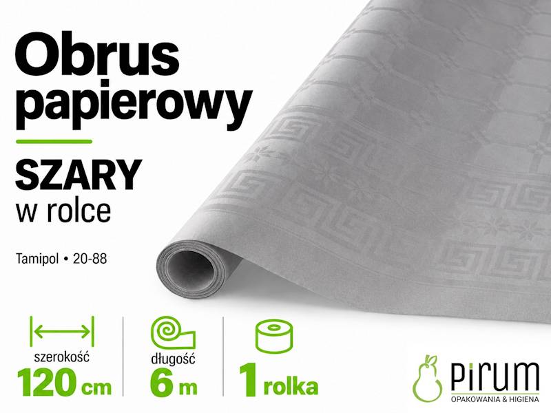 Obrus SZARY 1,20x6m Papierowy w Rolce Tamipol 20-88