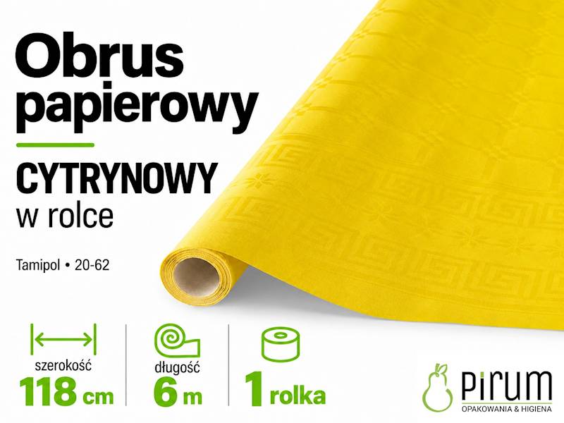 Obrus CYTRYNOWY 1,18x6m Papierowy w Rolce Tamipol 20-62
