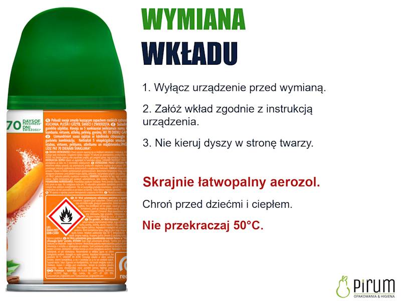 Oryginalna etykieta Air Wick Citrus Spritz 250ml i informacje dotyczące stosowania