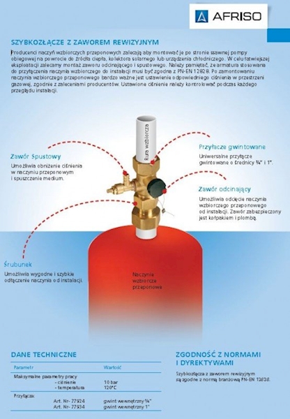 Szybkozłącze ASK do naczynia wzbiorczego z zaworem